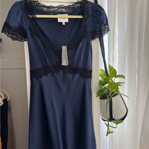 Reformation Romi Dress in Navy NWT
